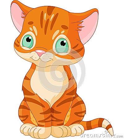 Cute Tabby Kitten Vector Illustration