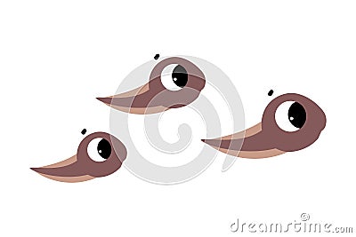 Cute Tadpole Character with Big Eyes Swimming Vector Illustration Vector Illustration