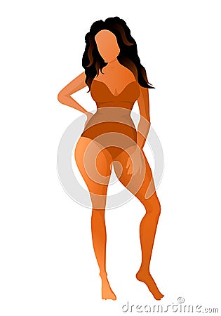 Cute tanned woman dressed in swimsuit. Vector illustration. Vector Illustration