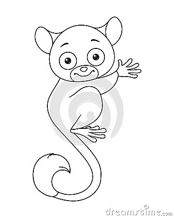 Cute tarsier monkey coloring page cartoon illustration Vector Illustration