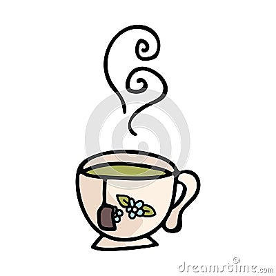 Cute teacup cartoon vector illustration motif set Cartoon Illustration