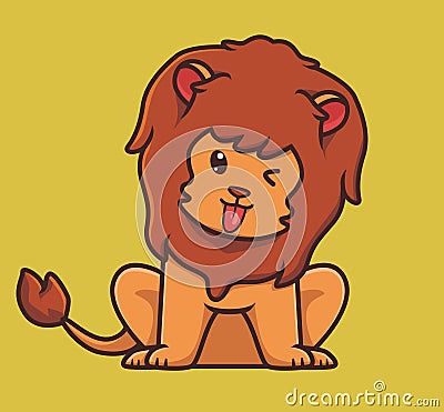 cute teasing lion. cartoon animal nature concept Isolated illustration. Flat Style suitable for Sticker Icon Design Premium Logo Vector Illustration