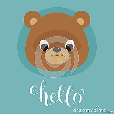 Cute teddy bear head Vector Illustration