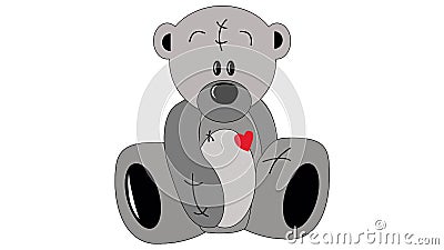 cute teddy bear with a heart, on a white background Stock Photo