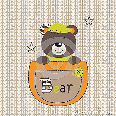 Cute bear in the pocket Vector Illustration