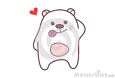 Cute Teddy Sticker with tongue sticking out and feeling loved. Stock Photo