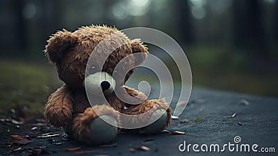 Cute teddybear with sad eyes isolated. Generative AI Stock Photo