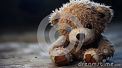 Cute teddybear with sad eyes isolated. Generative AI Stock Photo