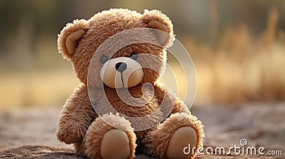 Cute teddybear with sad eyes isolated. Generative AI Stock Photo