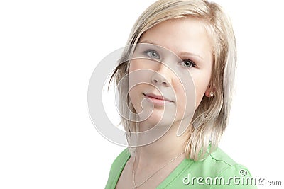 Cute teenage girl in green shirt Stock Photo