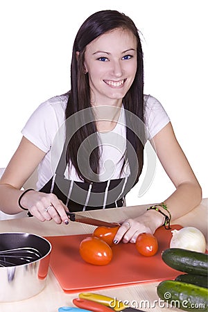 Cute Teenager Preparing Food Stock Photo