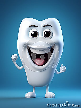 Cute teeth character animated, cartoon style, animated expressions, quirky expressions, playful expressions, medicine Stock Photo