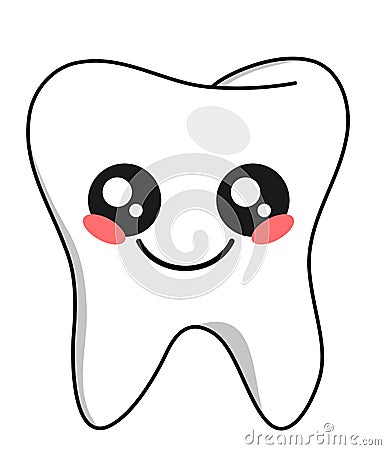 Cute teeth kawaii face vector illustration design isolated Vector Illustration