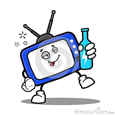 Cute television cartoon mascot character Vector Illustration