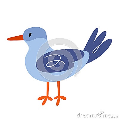 Cute tern bird, funny northern seagull with huge tusks, Antarctic and arctic animal. Vector Illustration