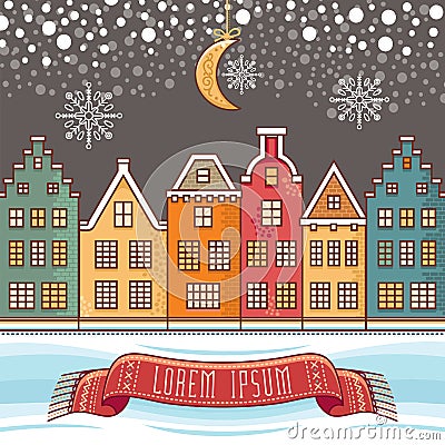 Cute textless template for Christmas Cards Vector Illustration