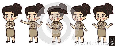 cute thai female teacher cartoon Stock Photo
