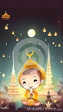 A cute Thai wallpaper about relief, superstition, astrology, strengthening luck and destiny. Stock Photo