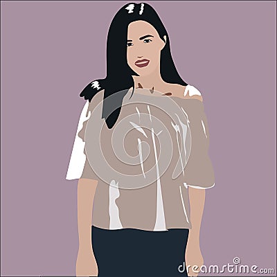 Cute thinking woman looking away isolated Vector Illustration
