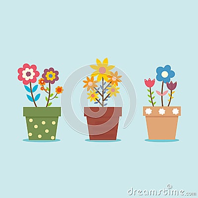 Cute three flower pot Stock Photo