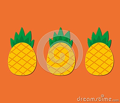 Cute three pineapples Stock Photo