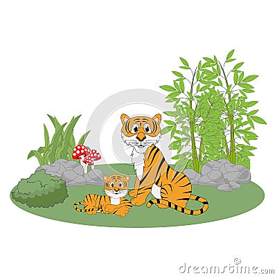 Cute tiger animal cartoon illustration design Vector Illustration