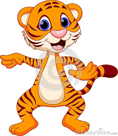 Cute tiger cartoon dancing Stock Photo