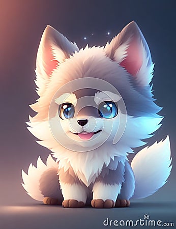 cute tiny hyperrealistic Anime wolf from pokemon. Generative AI Stock Photo