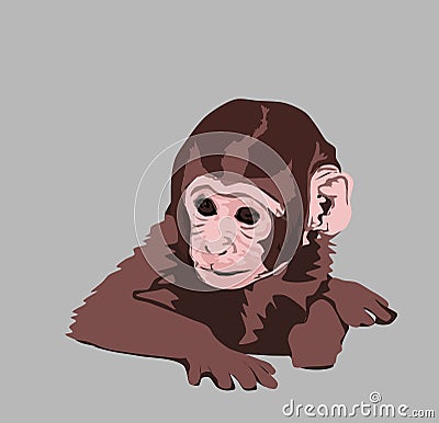 Cute tiny monkey and textile printing variants, gift paper printing patterns, animal picture and writings, pattern, fabric pattern Cartoon Illustration