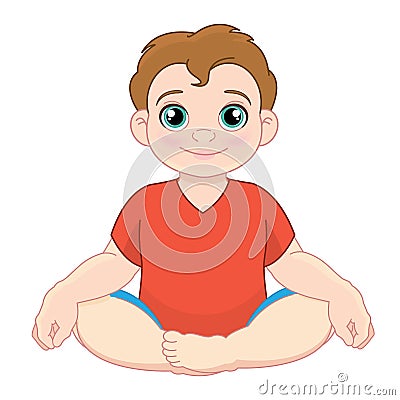 Cute toddler boy isolated on white background Vector Illustration