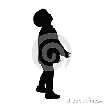 A boy looking up, body silhouette vector Vector Illustration