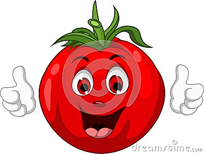 Cute Tomato Cartoon Character giving thumbs up Stock Photo