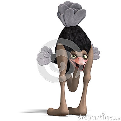 Cute toon ostrich gives so much fun Stock Photo