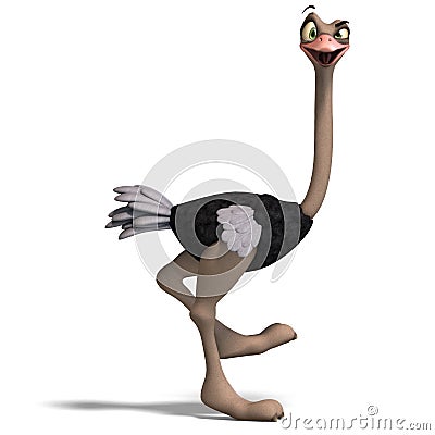 Cute toon ostrich gives so much fun Stock Photo