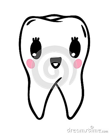 Cute tooth character. Dental oral health care vector illustration Vector Illustration