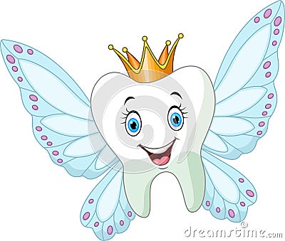 Cute tooth fairy flying Vector Illustration