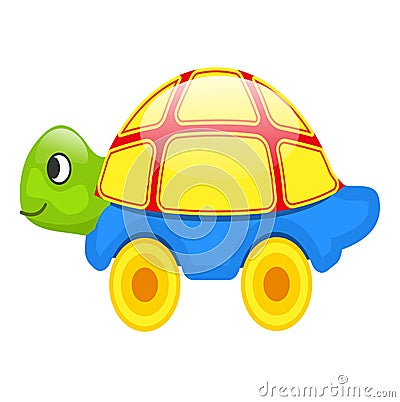 Cute toy Turtle on Wheels Isolated Illustration Vector Illustration