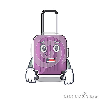 Cute travel suitcase the afraid mascot shape Vector Illustration