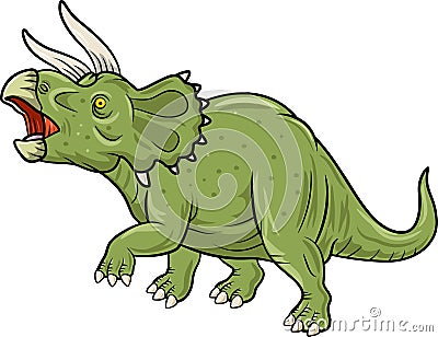 Cute Triceratops three horned dinosaur isolated on white background Vector Illustration