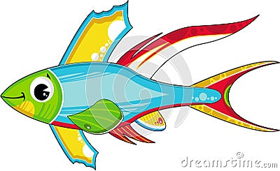 Cute Tropical Fish Vector Illustration