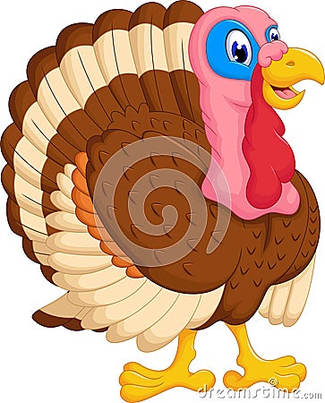 Cute turkey cartoon posing Stock Photo