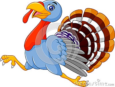 Cute turkey running Vector Illustration