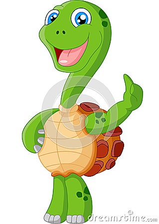 Cute turtle cartoon giving thumb up Vector Illustration