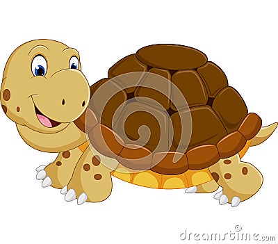 Cute turtle cartoon running Vector Illustration