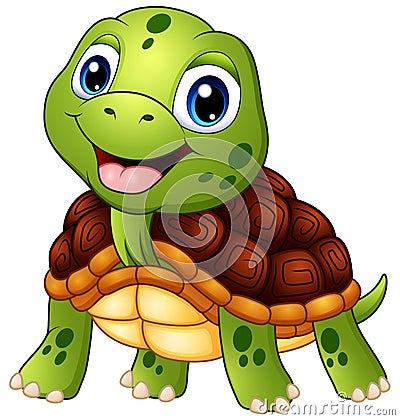 Cute turtle cartoon smiling Vector Illustration