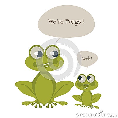 Cute two frogs isolated on white background and speech balloons. Vector Illustration Stock Photo