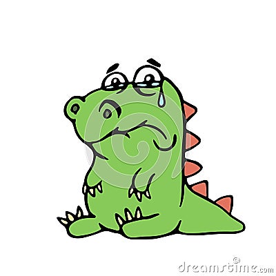 Cute unhappy dinosaur. Cartoon Illustration