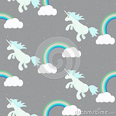 Cute unicorn child seamless pattern. Vector Illustration