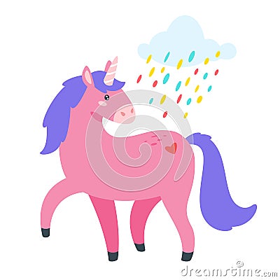 Cute unicorn. Fairytale animal Vector Illustration