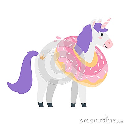 Cute unicorn. Fairytale animal Vector Illustration